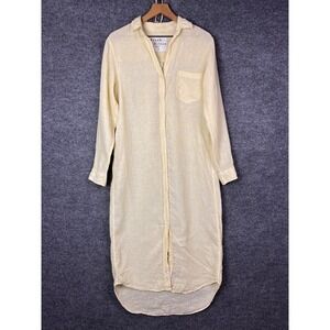 Frank & Eileen Linen Rory Shirt Dress Women XS Yellow Button Down Long Sleeve‎